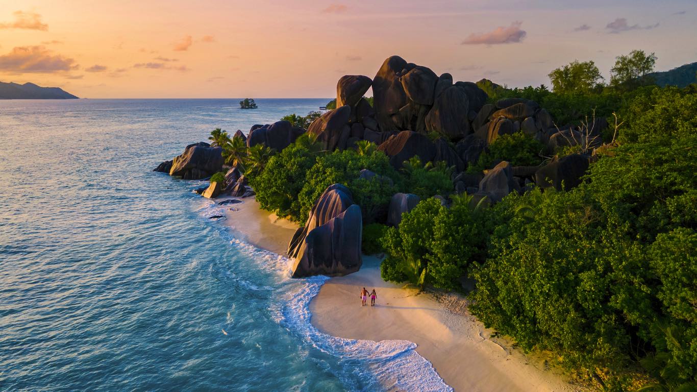 Tropical beach with turquoise waters.